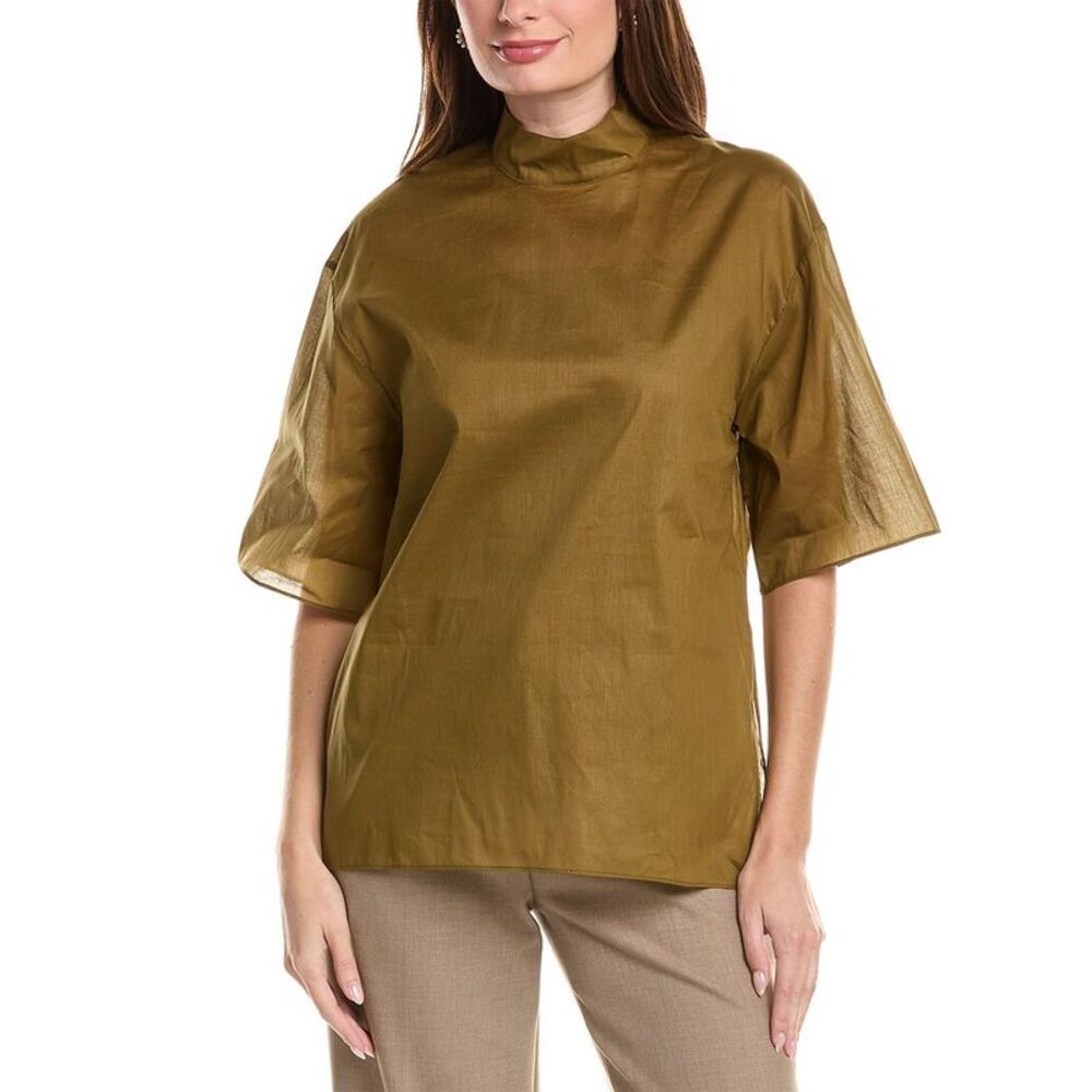 Adam Lippes Womens Brynn Silk-Lined Top, Green